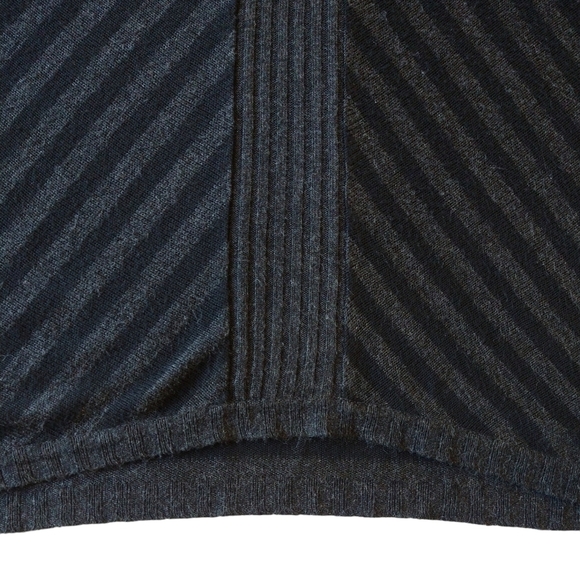 Eileen Fisher Black Gray Striped Cowl Neck Lightweight Sweater Boxy Oversized - Picture 6 of 9